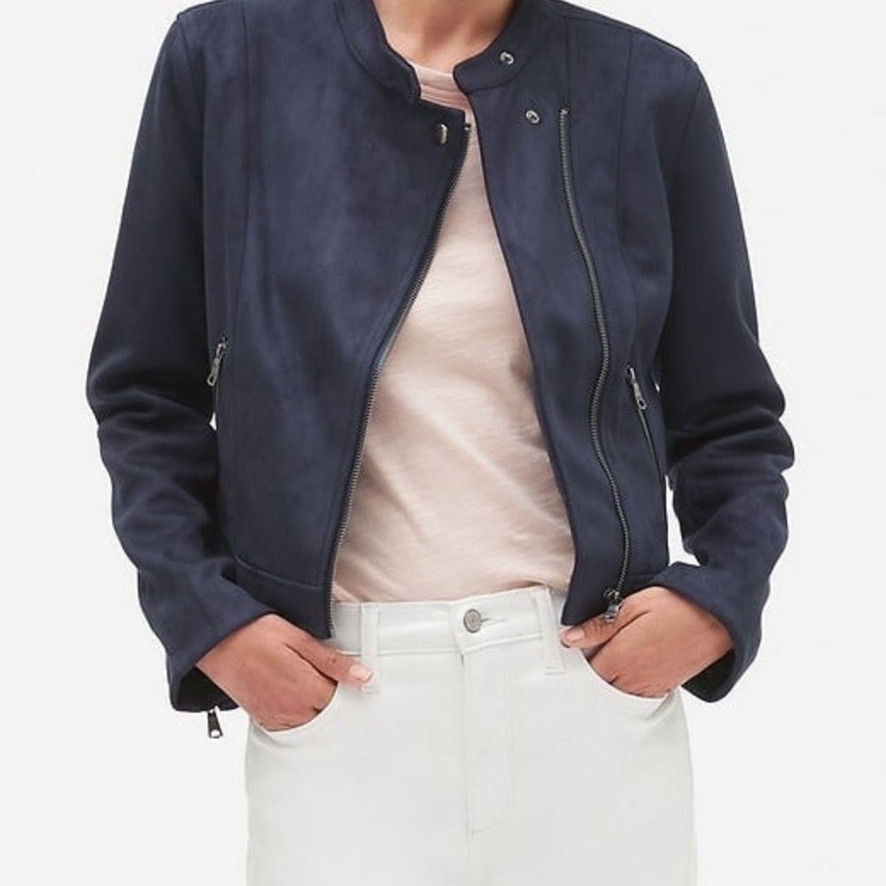 Banana Republic Faux suede crop Moto jacket XS